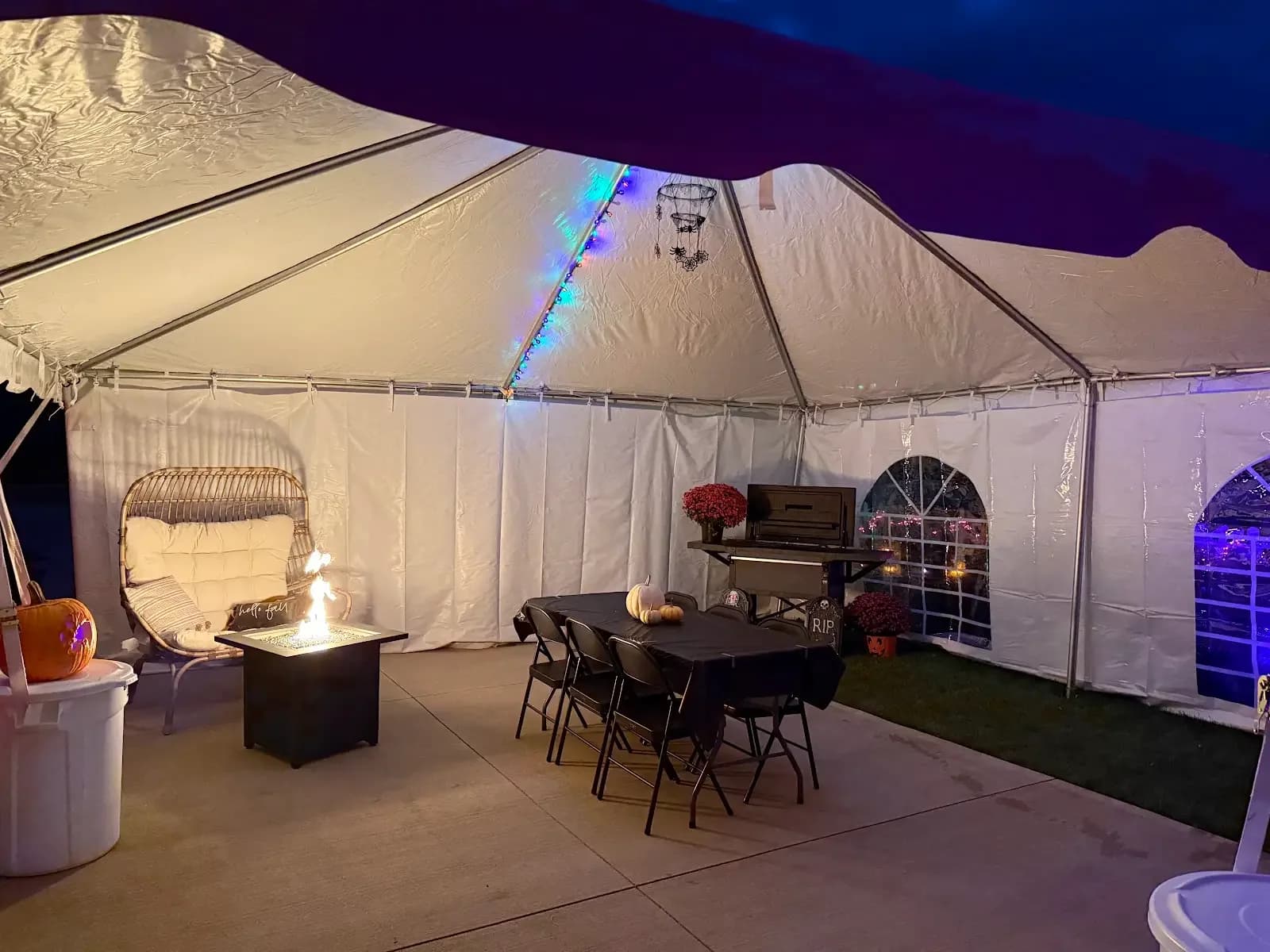 Evening tent with sidewalls and seating in Avon Lake, a Shoreline project