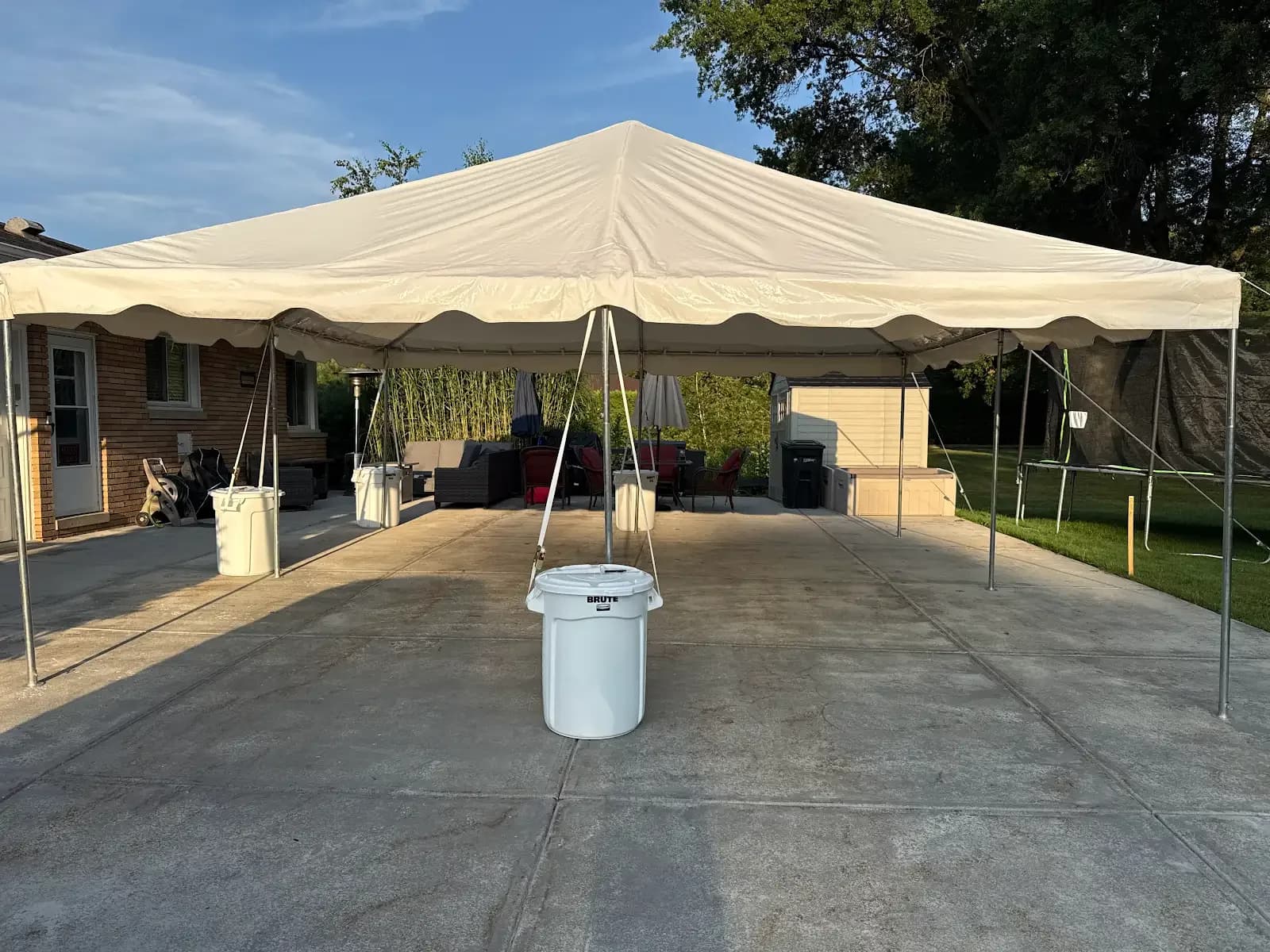 Patio tent viewed from beneath the canopy in Independence, a Shoreline project