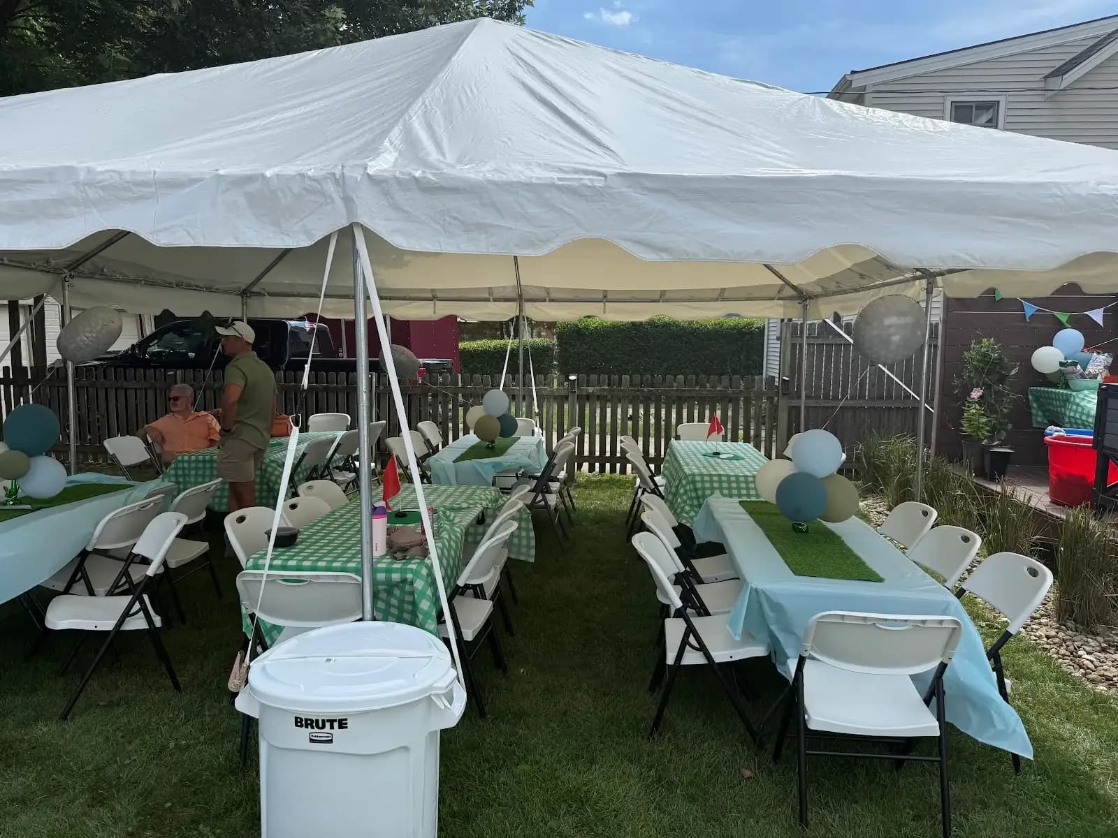 Seating layout beneath the tent canopy in Lakewood, a Shoreline project