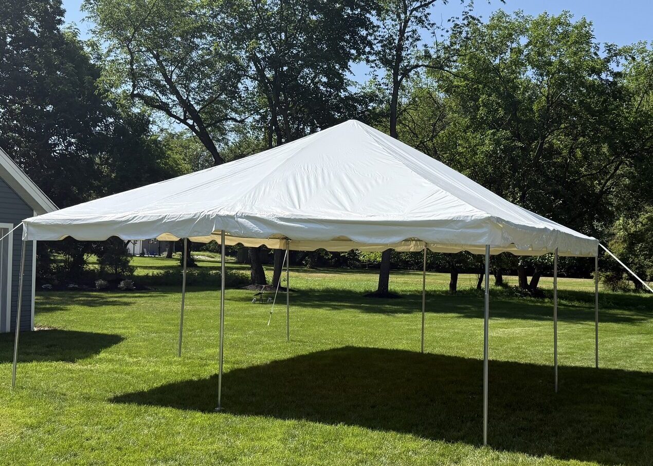 image of a tent ste up for a backyard event